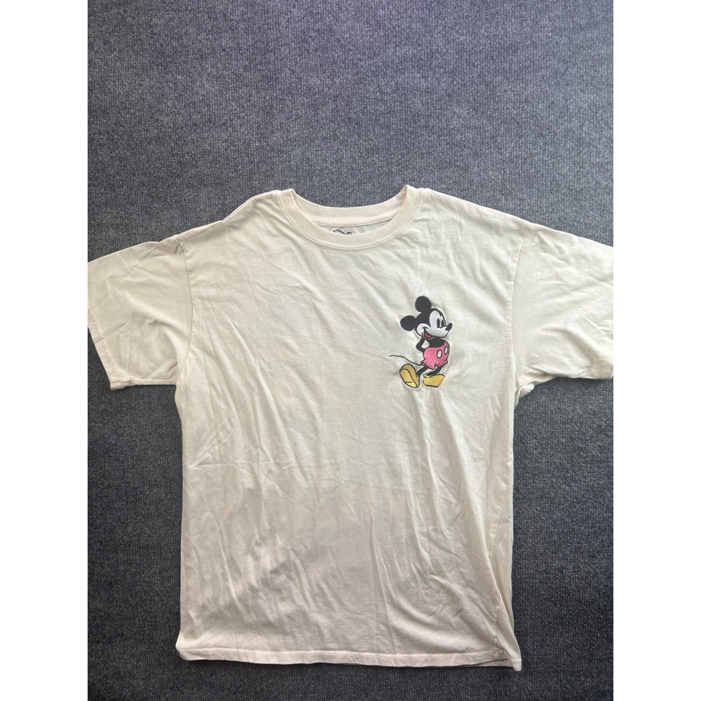 Disney Mickey Mouse T-Shirt Medium Cream Keep Going Keep Growing Graphic Tee